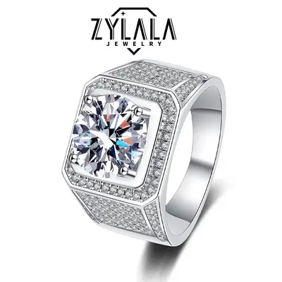[255 Ring For Men] Synthetic Moissanite Men's Ring - 925 Silver Jewelry Engagement Casual Daily Wearing With