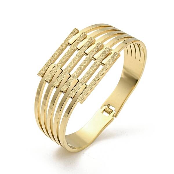 304 Stainless Steel Hollow Out Hinged Bangles for Women