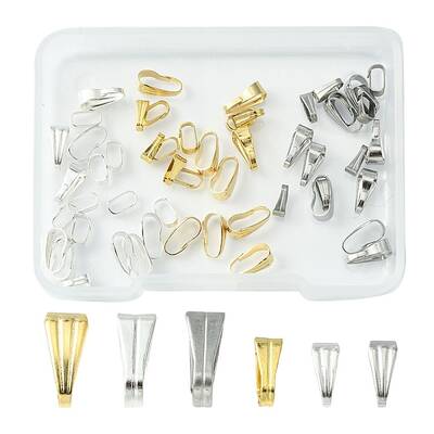 60Pcs 6 Style 304 Stainless Steel Snap on Bails