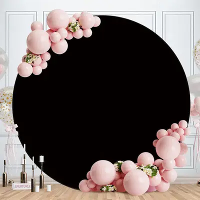 Aperturee Black Circle Happy Birthday Backdrop For Party