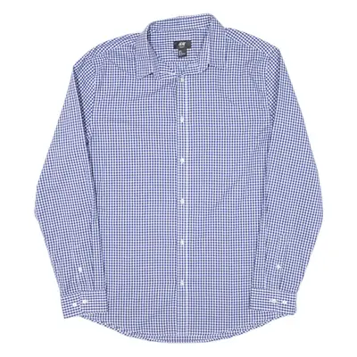 H&M Mens Shirt Blue Check Long Sleeve L