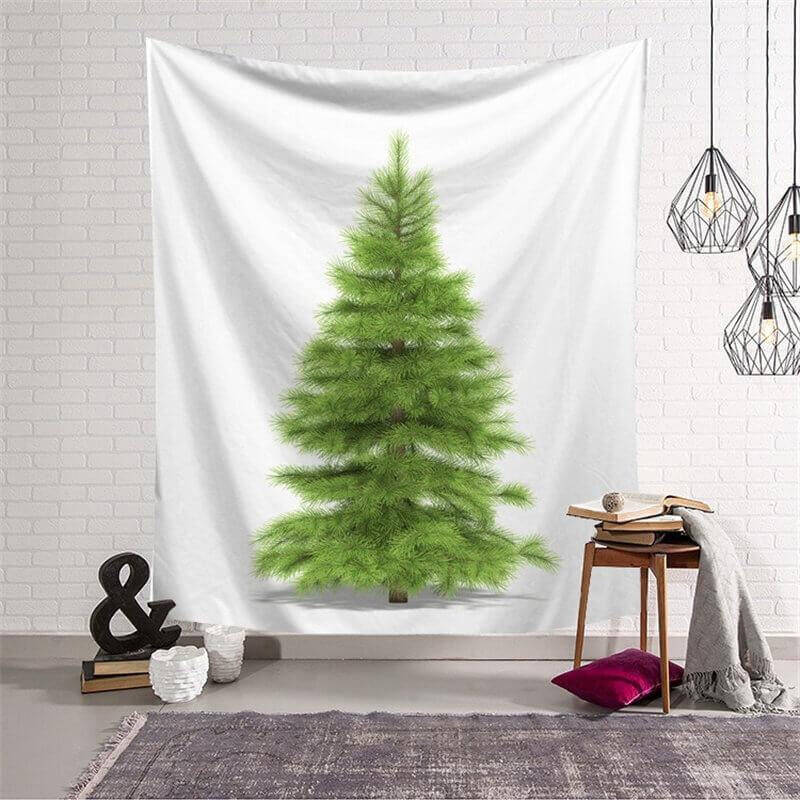Light Green Christmas Tree Still Life Wall Tapestry - Aperturee