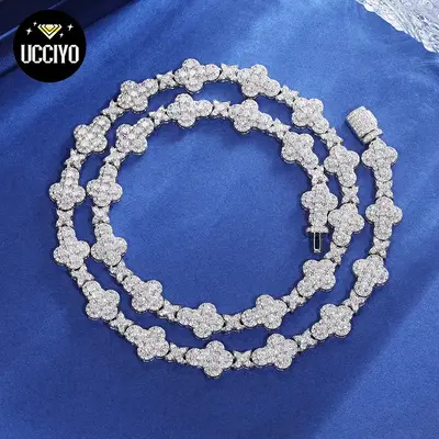 【#NS9250035】Original Design Cross Star Tennis Chain Necklaces for Women 10mm S925 Sterling Silver Iced Out Iced Out Fash...