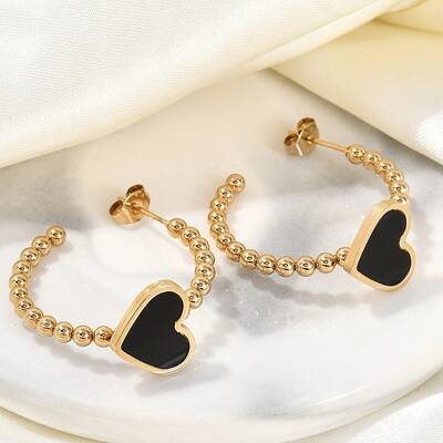 Vacuum Plating 304 Stainless Steel Heart Stud Earrings