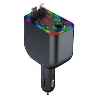 [Upgraded] Multifunctional FM Transmitter Car Adapter with LED Bluetooth 2 Retractable cables Car Charger ,Wireless Radio Rec...