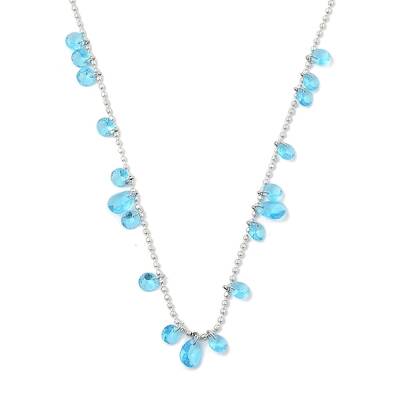 304 Stainless Steel Cubic Zirconia Teardrop & Flat Round Bib Ball Chain Necklaces for Women