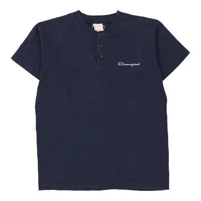 Age 9-10 Champion V-neck T-Shirt - Medium Navy Cotton