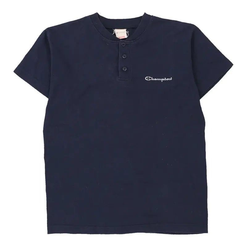 Age 9-10 Champion V-neck T-Shirt - Medium Navy Cotton