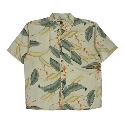 Tommy Bahama Hawaiian Shirt - Large Beige Silk