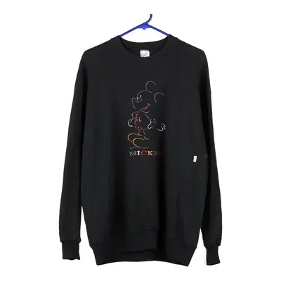 Mickey Mouse Velva Sheen Cartoon Sweatshirt - XL Black Cotton Blend
