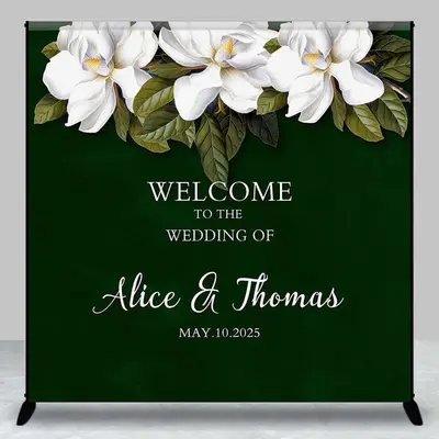 Magnolia Green Elegant Custom Wedding Backdrop - Aperturee