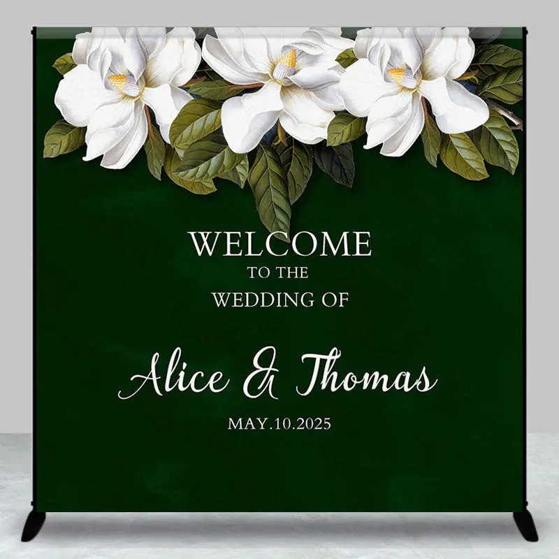 Magnolia Green Elegant Custom Wedding Backdrop - Aperturee