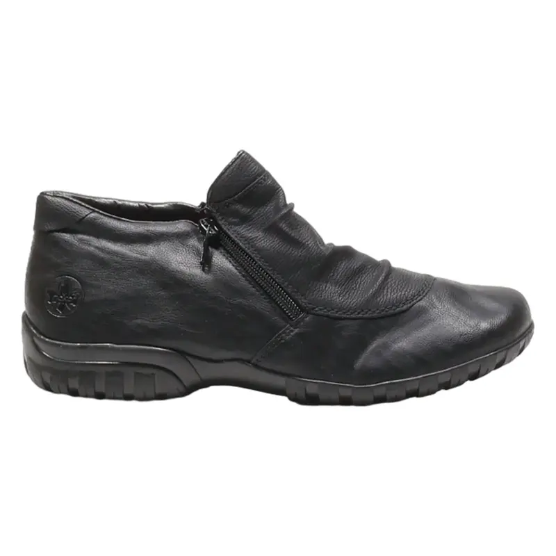 RIEKER Moccasin Shoes Black Leather Womens UK 8