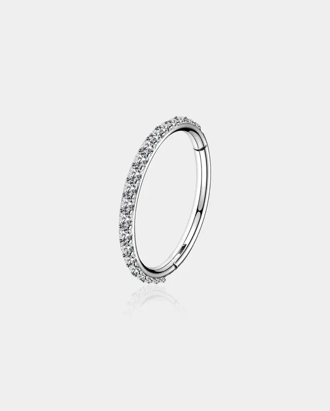 16G CZ Hinged Segment Cartilage Ring - Silver / 11mm