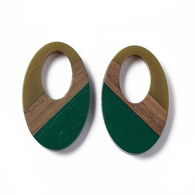 Opaque Resin & Walnut Wood Pendants