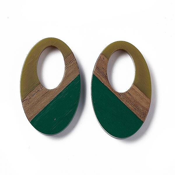 Opaque Resin & Walnut Wood Pendants