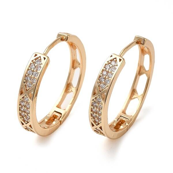 Brass Micro Pave Cubic Zirconia Hoop Earrings