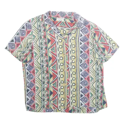 ALFRED DUNNER Womens Printed Shirt Green Collared Crazy Pattern M