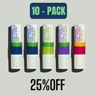 [Herb Island] 2 in 1 Nasal Stick Inhaler, Energizing Inhaler & Soothing Roll-On, Natural Mint Essential Oil Aromatherapy Stic...