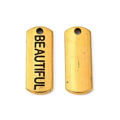 Tibetan Style Alloy Rectangle with Word Beautiful Pendants