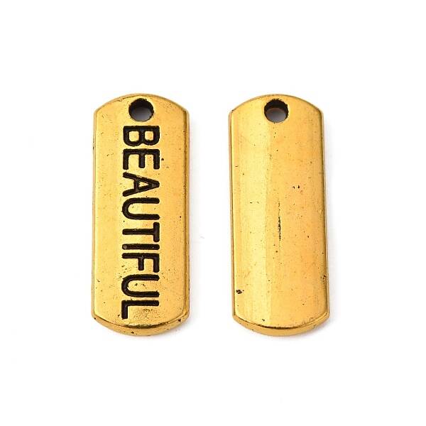 Tibetan Style Alloy Rectangle with Word Beautiful Pendants