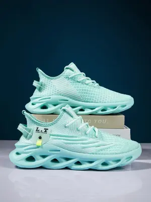 Men's 2024 New Mint Mambo Color Casual Lace Up Low Top Sneakers As Gift, Lightweight Breathable Comfortable Sports Running Sh...