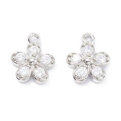 Rack Plating Brass Cubic Zirconia Charms