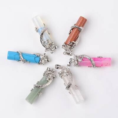 Tube Natural & Synthetic Mixed Stone Pendants