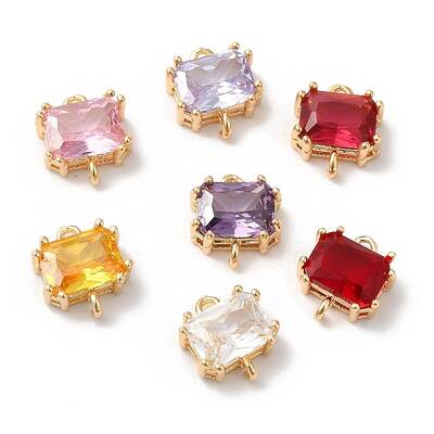 Brass Pave Glass Connector Charms