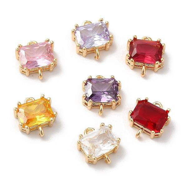 Brass Pave Glass Connector Charms