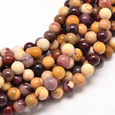 Natural Mookaite Round Bead Strands