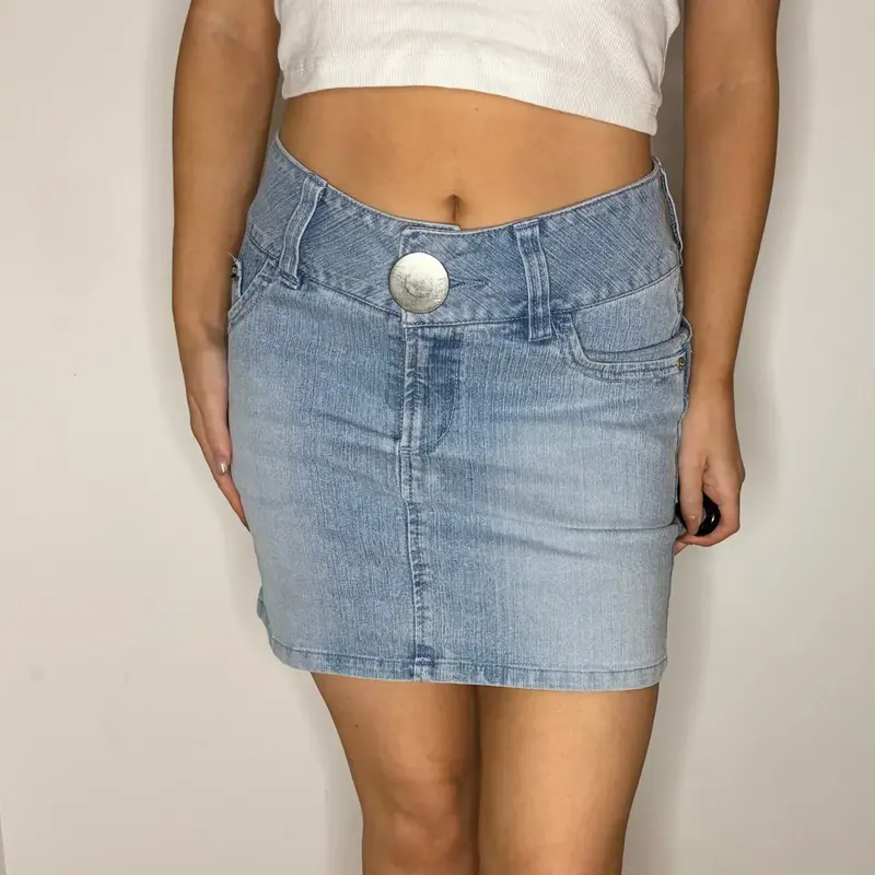 Kosmo Moda Mini Denim Skirt - 28W UK 8 Blue Cotton
