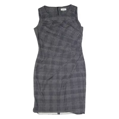 CALVIN KLEIN Womens Pencil Dress Black Check Sleeveless Knee Length UK 10