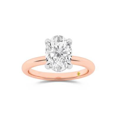 Fez Lab Grown Hidden Halo Oval Shape Diamond Engagement RIng | 18K Rose Gold 2 1/10 ct. tw.