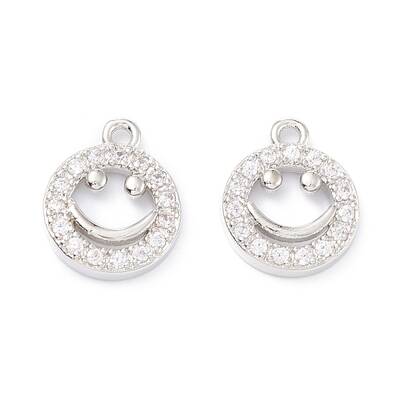Rack Plating Brass Micro Pave Cubic Zirconia Charms