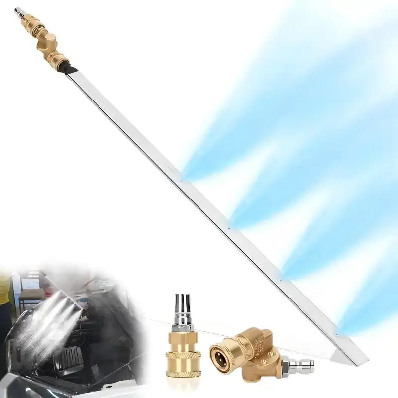 Radiator Cleaning Wand 24'' Heavy Duty - 4500 PSI Stainless Flush Tool w/ 2x QC | Flexible Nozzle for Cars/Trucks/RV AC Conde...