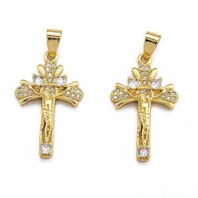 Brass Micro Pave Clear Cubic Zirconia Pendants