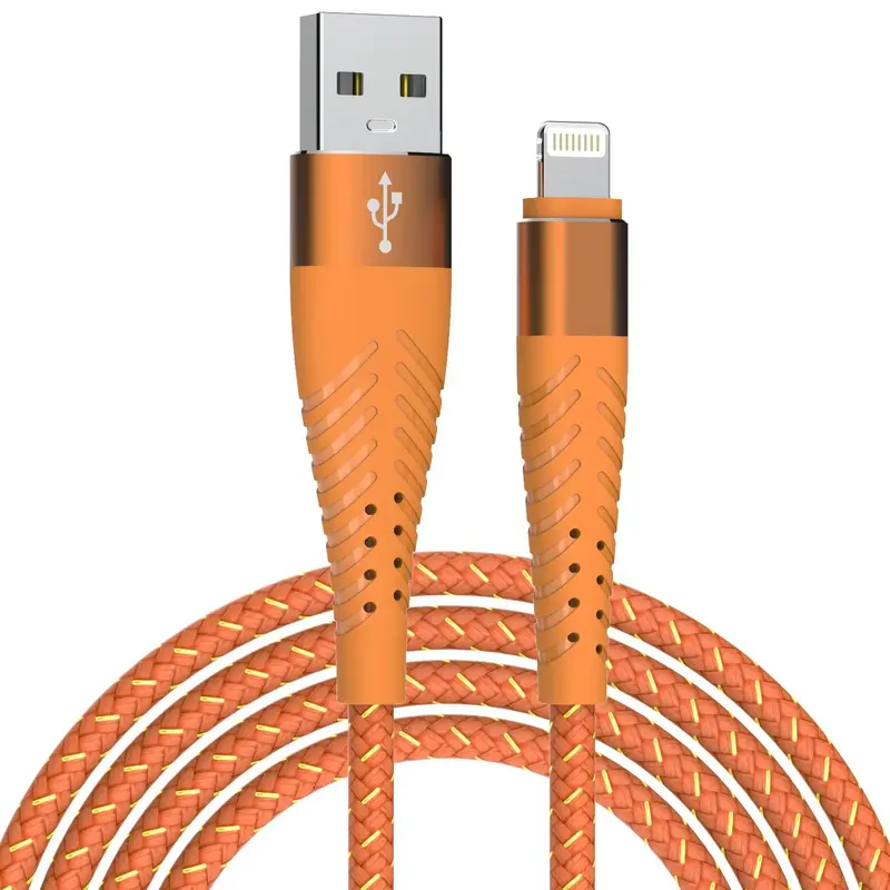 USB-A To Lightning Cable, Lightning Cable For iPhone Series, Nylon Braided Bendable Elastic Cellphone Charging Cable