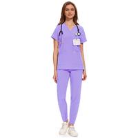 COZYFIT Medical Scrubs for Women Clara Air Set - Curved V-Neck Scrub Top & Jogger Pants with 8 Pockets