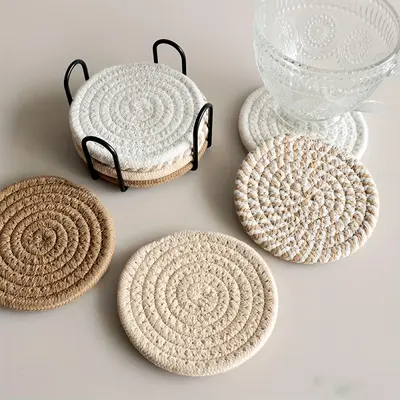 Round Coaster, 8 Counts/set Non-woven Absorbent Coaster, Household Placemat for Coffee Table, Home Decor, Gift Ideas