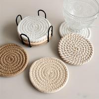 Round Coaster, 8 Counts/set Non-woven Absorbent Coaster, Household Placemat for Coffee Table, Home Decor, Modern Kitchen Acce...
