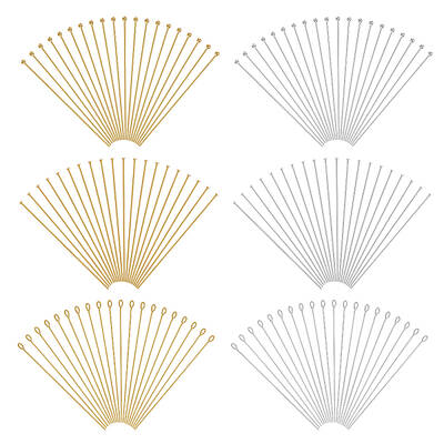 BENECREAT 120Pcs 3 Styles 18K Gold Plated Open Eye Pins 50mm