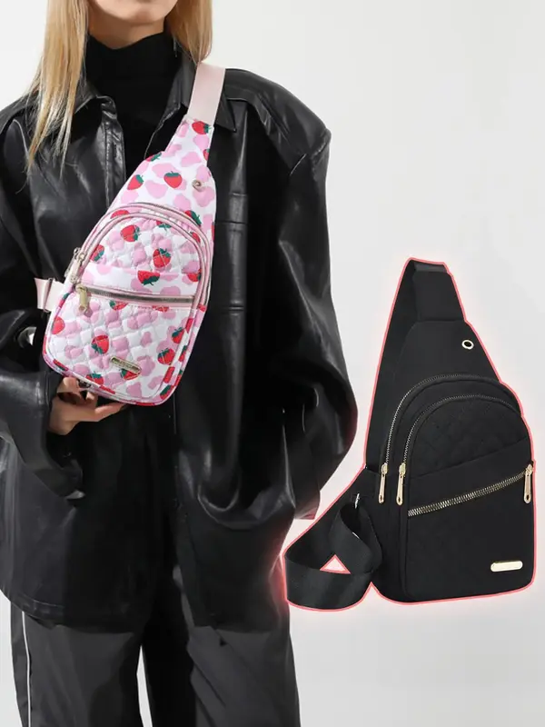 Couple's Sporty Minimalist Quilted Fanny Pack, Casual Trendy Chest Bags for Women & Men, Fashionable Couple Sling Bag, Multip...