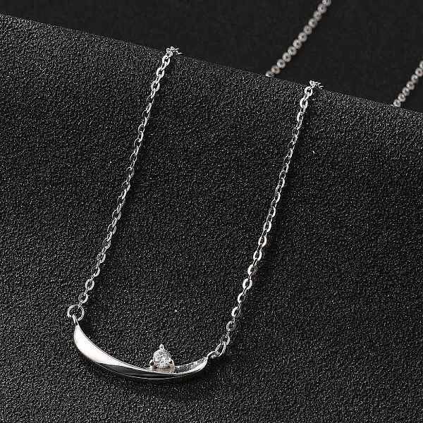 925 Sterling Silver Pave Clear Micro Pave Cubic Zirconia Boat Pendant Necklaces for Women