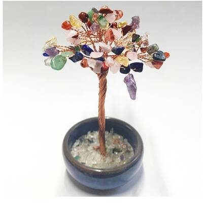 Natural Gemstone Chips Tree Display Decorations