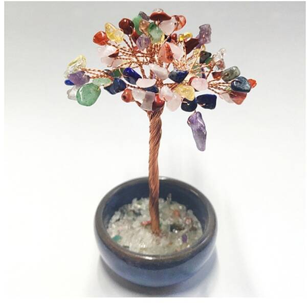 Natural Gemstone Chips Tree Display Decorations