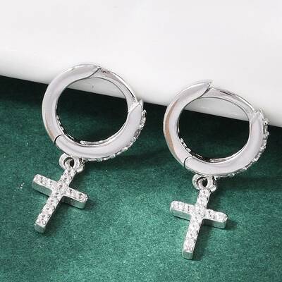 S925 Sterling Silver Micro Pave Clear Cubic Zirconia Hoop Earrings for Women