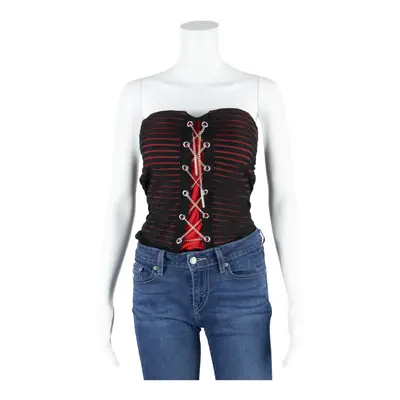 FEA FEMME Y2K Chain Bodysuit Top Red Striped Sleeveless Womens S