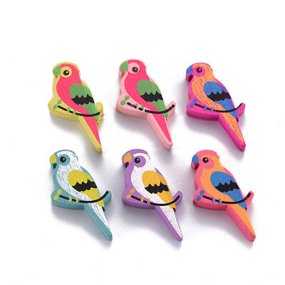 6 Styles Printed Natural Wooden Beads