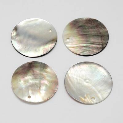 Flat Round Black Lip Shell Pendants